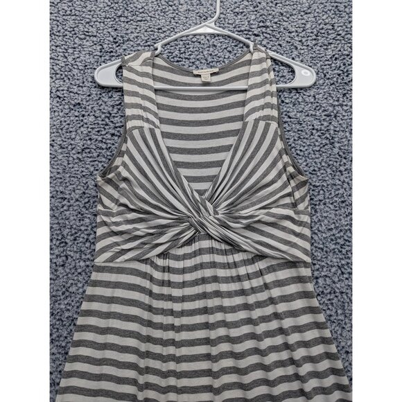 Boston Proper Knot Front V Neck Dress Womens S Knee Length Striped Casual Gray - Picture 3 of 12